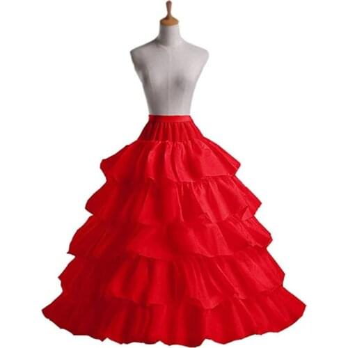 Fashion Lady Pettiskirt 4 Hoop 5 Layer Tulle Long Skirt Petticoat Soft Wedding Prom Clothes Underskirt Crinoline Long Petticoat