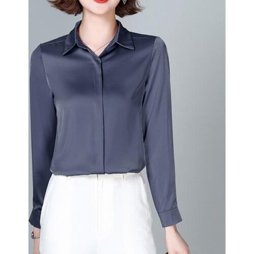 Womens Shirt Chiffon Blouses for Women Long Sleeve Top Women Fashion Office Lady Polo Neck Clothing Female 2021 Basic Shirts OL