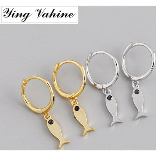 Ying Vahine 100% 925 Sterling Silver Lovely Fish Pendant Drop Earrings for Women