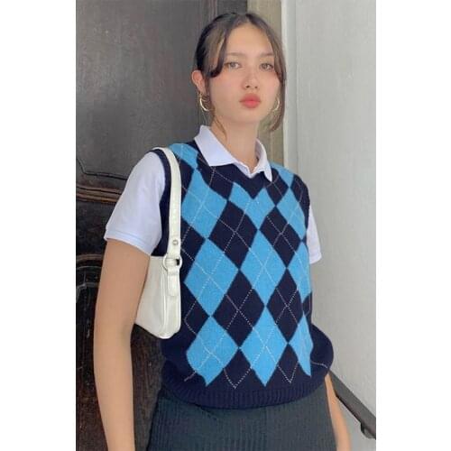 Women Sleeveless V-Neck Knitted Sweater Girlss Knitted Vest 2020 Fashion Casual Tank Tops Pullover Sweater Vest Spring Autumn