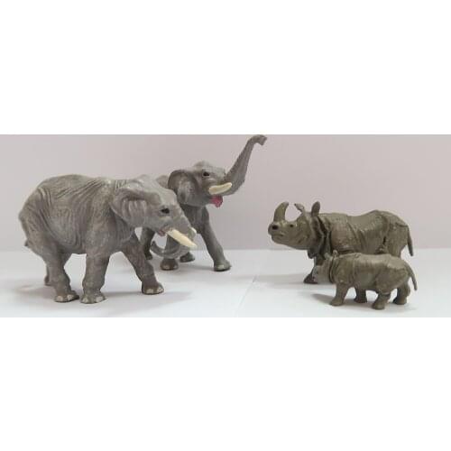 1/87 Ho scale Jungle Animals Elephant and Rhino Figures Diorama Miniatures Sand Table Scene Micro Shot Props all for layout