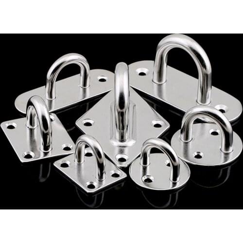 1pc M5-M12 Round/Square/Oval/Diamond Pad Eye Plate Staple Ring Hook Loop U-Shaped Eyelet Bracket Heavy Duty 304 Stainless Steel