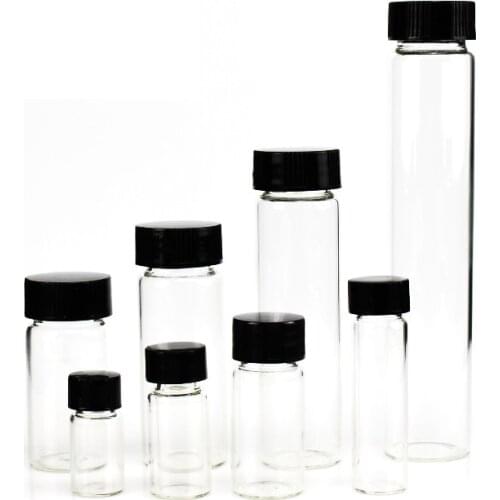 LAB 3ml to 50ml Transparent clear Glass sample bottles essential oil bottle Lab Chemistry Vial Container