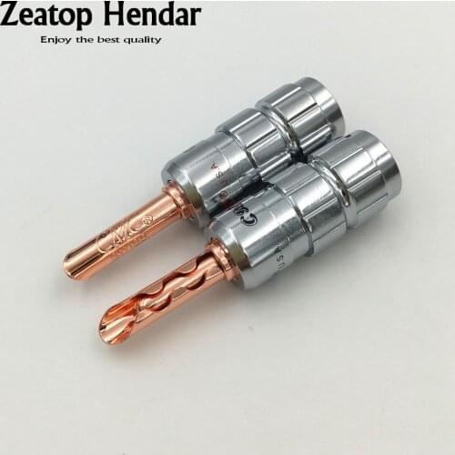 4Pcs High Quality CMC Banana Speaker Plug Connector Screw Cable & Wire No soldering Rose Gold