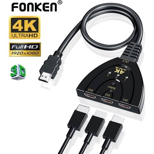4K*2K 3D Mini 3 Port HDMI-compatible Switch 1.4b 4K Switcher Splitter 1080P 3 in 1 out Port Hub for DVD HDTV Xbox PS3 PS4