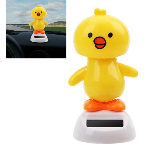 Car Ornaments Chick Dancing Animal Swinging Dashboard Decoration Solar Powered with Adhesive Tape Car-styling Auto Accessories