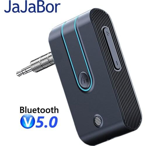 JaJaBor Wireless Receiver Aux Car Adapter Rechargeable with Microphone Bluetooth-compatible Handsfree Calling Car Kit