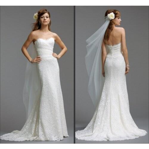 Free shipping hot sexy sweetheart long 2018 new romantic casamento white bridal vestido de noiva vintage lace bridesmaid dress