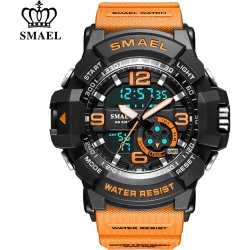 SMAEL Brand New Men Military Watch Quartz Sport Waterproof Dual Display Wrist Watch Male Digital Analog Clock Relogio Masculino