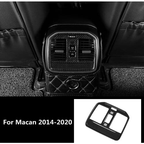Black Real Carbon Car Interior Styling Rear Outlet Sticker Cover Moulding Trim for Porsche Macan 2014-2020