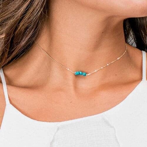 Turquoises Beaded Boho Choker. Delicate Gemstone Chokers.Tiny Beaded Choker Necklace.Beach jewelry