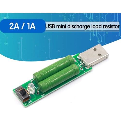 USB Port Mini Discharge Load Resistor Digital Current Voltage Meter Tester 2A/1A With Switch 1A Green Led / 2A Red Led