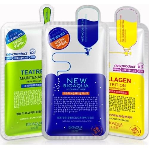 Women Facial Mask Moisturizing Oil Control Natural Essence Collagen Whitening Mask Teatree Maintenance Repair Mask