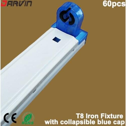 Hot sale 2019 new style. Led Tube Fixture T8 Tube Iron Support Bracket with Blue Collapsible Cap 4ft 1200mm