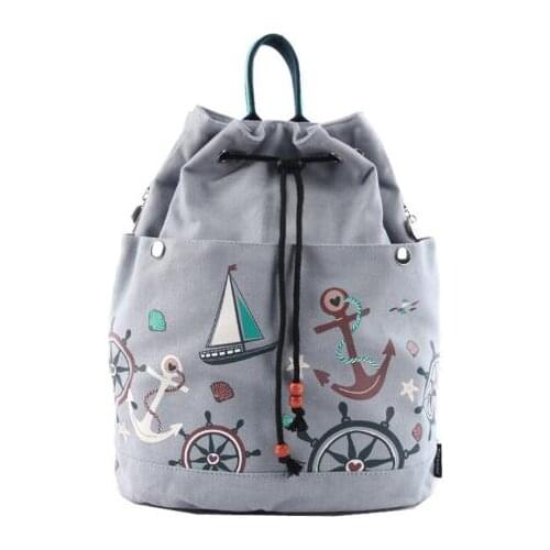 Double shoulder canvas bag backpack female tide new Korean version of fashion casual polyester fabric knapsack