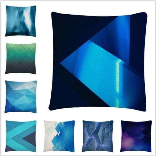 Exquisite blue geometric pattern Linen Cushion Cover Pillow Case for Home Sofa Car Decor Pillowcase 45X45cm