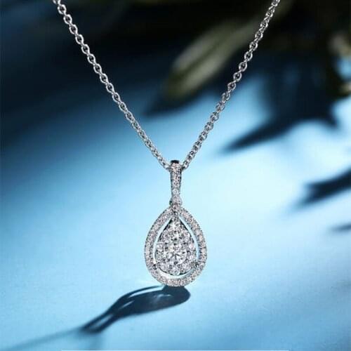 JK Water Drop Micro Paved CZ Delicate Pendant Necklace Women Jewelry Luxury Accessory for Engagement Party Dazzling Gifts