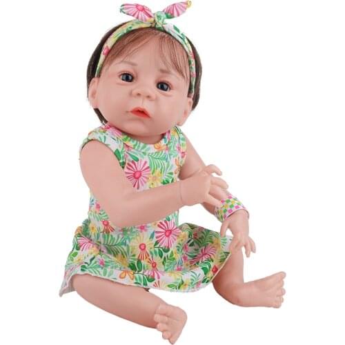 20 Inch Reborn Doll Silicone Full Body True to Like Newborn Girl Baby Doll Toy For Kid Christmas Gift Bedtime Playmate