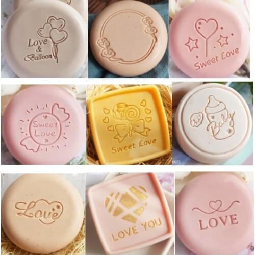 Love natural handmade soap acrylic seal Mini DIY natural organic glass stamp chapter4-5cm