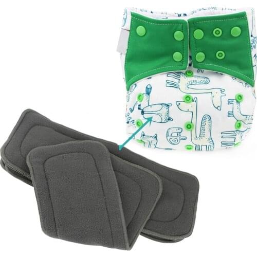 4 Layer Reusable Washable Diaper Boosters Liners For Real Pocket Cloth Nappy Diaper Cover Wrap Insert Microfibre Bamboo Charcoal