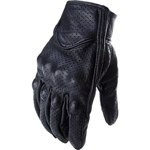 Black Retro Breathable Leather Motorcycle Gloves Touch Screen Men Women Motocross Motorbike Moto Glove Touchscreen Luvas