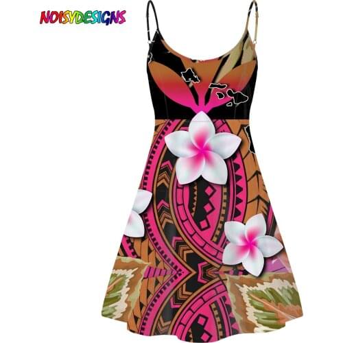 NOISYDESIGNS Plus Size Dress Strappy Mini Dress Sleeveless Polynesian Plumeria Prints Women Elegant Sexy Dresses Robe Femme 4XL