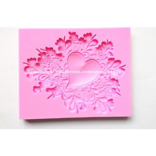 New! Free Shipping Heart & Flowers Shaped Silicone Mold Cake Decoration Fondant Cake 3D Food Grade Silicone Mould 225