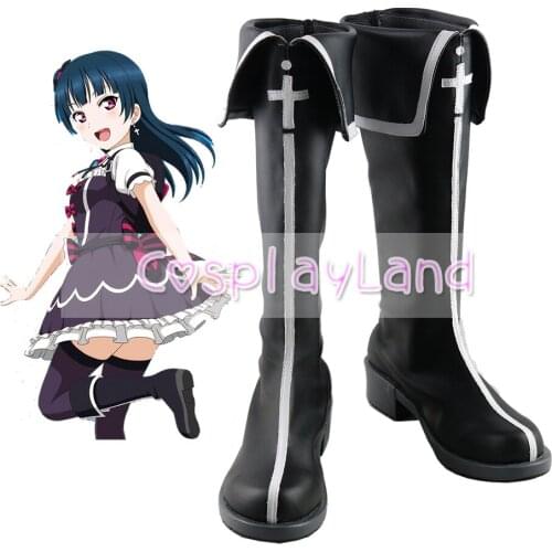 Love Live! Cosplay Boots Shoes Women Black Shoes Costume Customized Accessories Halloween Party Shoes
