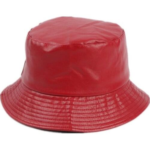 Bucket hat fisherman hat панамы men hats PU fashion hat female street personality Womens smooth fisherman hat basin hat