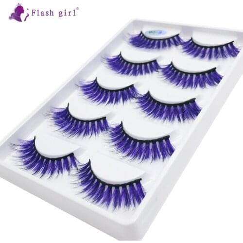 Flash Girl Professional Mink Eyelashes Vendor E06 Fluffy Thick Natural Eye Lashes Handmade Coforful Fake Eyelash Makeup