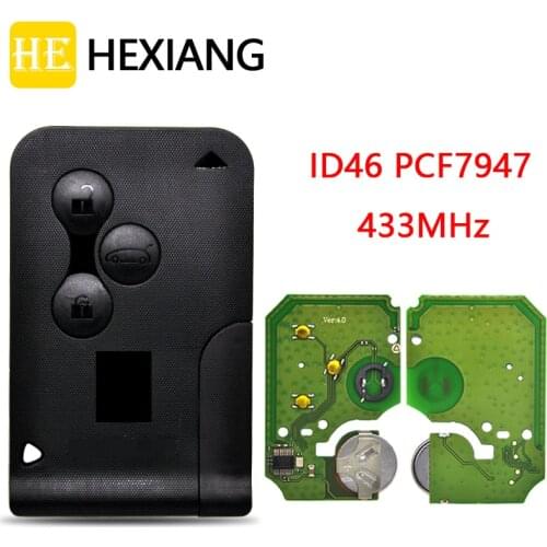 HE Xiang Car Remote Key For Renault Megane 2 3 Scenic Clio Logan ID46 PCF7947 Chip 433 FSK Auto Smart Cobtrol Card Key