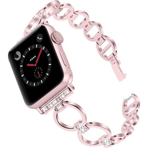 Watchband for Apple Watch Band 40 44 38 42 MM Bling Crystal Metal Bracelet Diamond Strap for iWatch Series 5 4 3 2 1 Wristband
