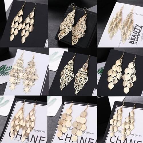 Best Selling Earrings Korean Fashion Trendy Earrings Temperament Long Style for Women Leaf Earrings Popular Elements Ear Stud