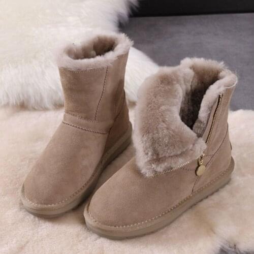 Snow Boots Women Shoes for Women 2020 Winter Fur Boots Flock Zipper Short Plush Platform Shoes Warm Australia Furry Boots