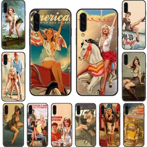 WW2 Sexy Pin Up Girls Phone case For Samsung Galaxy A 3 5 8 9 10 20 30 40 50 70 E S Plus 2016 2017 2018 2019 black silicone