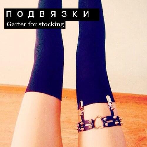 Harejuku Punk Goth Leg RingThigh Women Double lines HeartsGarter belt 100% Heart leather Garter Sexy Tosy For women