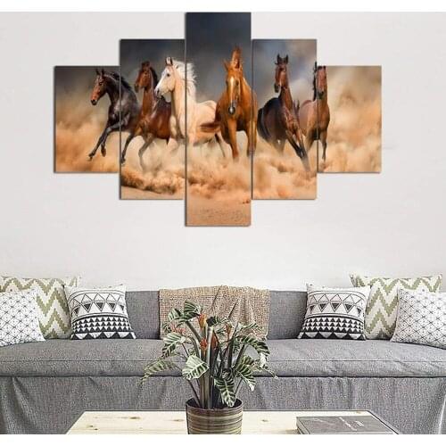 Modern Painting On Canvas Home Decoration Frame 5Panel Horses For Living Room Wall Art Pictures 5 Printed Posters