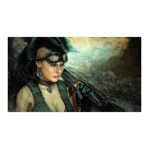 Steampunk art color jewelry glasses guns rifles swords boobs breast cleavage sexy sensual babes Home Decoration Canvas Poster