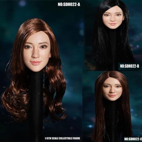 SUPER DUCK 1/6 SDH022 A/B/C Asian Head Sculpt Fit 12" PH TBL Female Action Figure Body