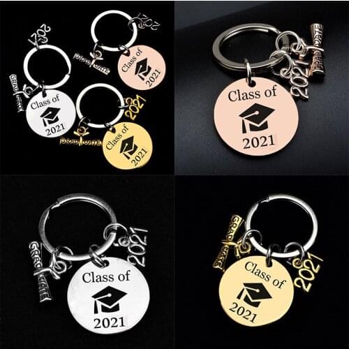 Souvenir Keyring 2021 Stainless Jewelry Gift Steel Class Graduation Keychain