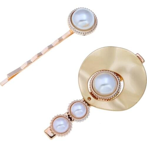 Pack of 2 hair jewelry for women with inlaid faux pearl design female hair clip side clip bangs clip