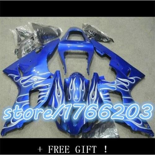 Market hot sales manufacturers YZF 00-01 YZF R1 YZF1000 YZFR1 2000 2001 smooth dark blue motorcycle fairing of the silver flame