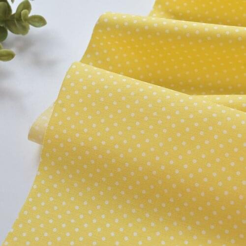 Yellow white dot small Shuiyu fabric cotton yarn patchwork dress shirt children clothes fabric DIY bag 0.5meter