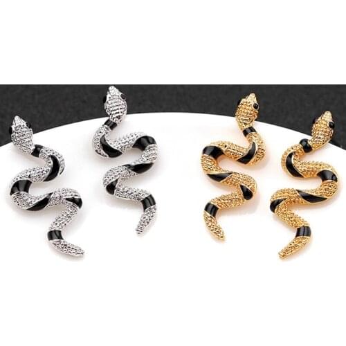 New Stylish Snake Dangle Earrings for Women Exaggerated Gold Silver Color Punk Long Snake Earrings Animal Jewelry