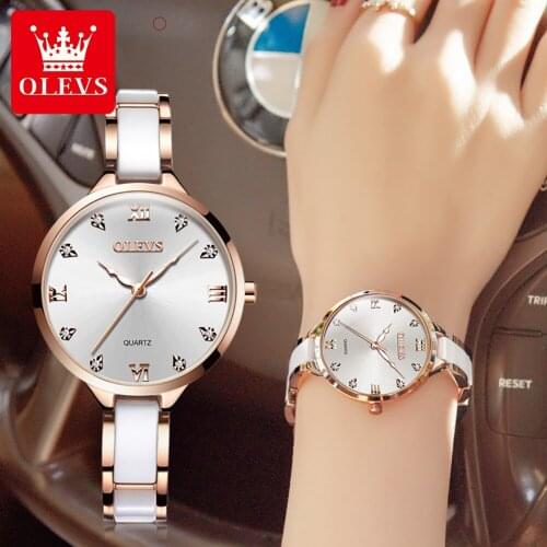 OLEVS Watches women fashion watch 2021 luxury brand Quartz Watch Ceramics Womens Watches Relogio Feminino Clock