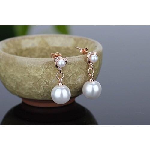 Pearl Double Ball Earrings Female Tassel-encrusted Diamond Rose Gold Jewelry Bubble Tea Earrings with Pearls 2021