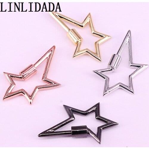 10Pcs, 18x30mm Five-pointed Star Screw Clasp/Lock, Gold/Rose Gold/GunBlack Plated, For Bracelet Necklace Making, Jewelry