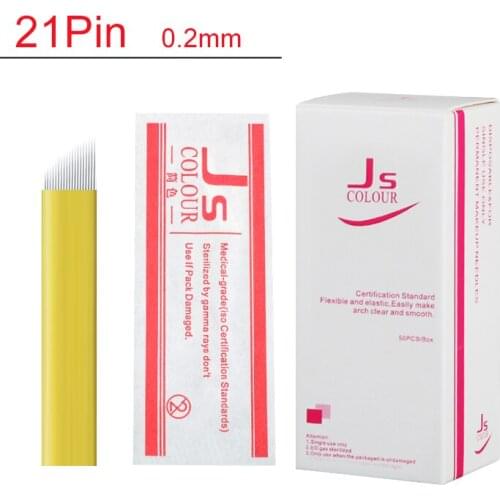 100pcs/lot Tattoo needle Blades Yellow 21 pin Needles for Permanent Eyebrow Makeup Manual Pen Permanent Eyebrow Makeup Blade