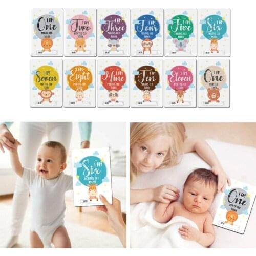 12 Sheet Baby Photo Moment Cards Baby Shower Unisex Boy Girl Photo Keepsake Memory Landmark Gender Neutral 69HE