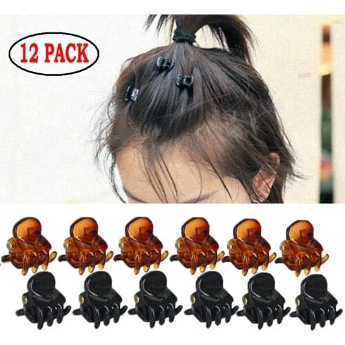 12pcs/pack Hair Claw Clips for Women Girls Accessories Black Brown Plastic Mini Claws Hairclip Clamp Gifts 1cm Hair Accessories